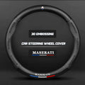 Carbon fiber genuine leather car steering wheel cover for Maserati