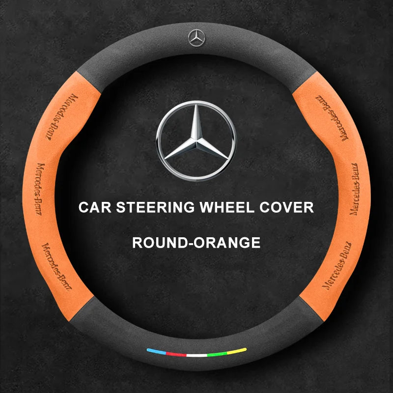 Alcantara Suede 3D Embossed Steering Wheel Cover For Mercedes-Benz