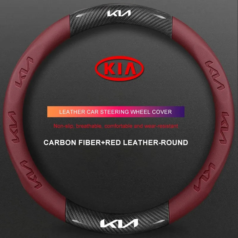 3D Embossed Genuine Leather Steering Wheel Cover For Kia