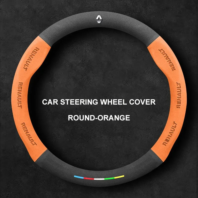Alcantara Suede 3D Embossed Steering Wheel Cover For Renault