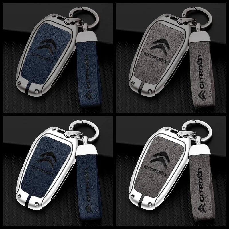 Zinc alloy genuine leather car key case for Citroen series