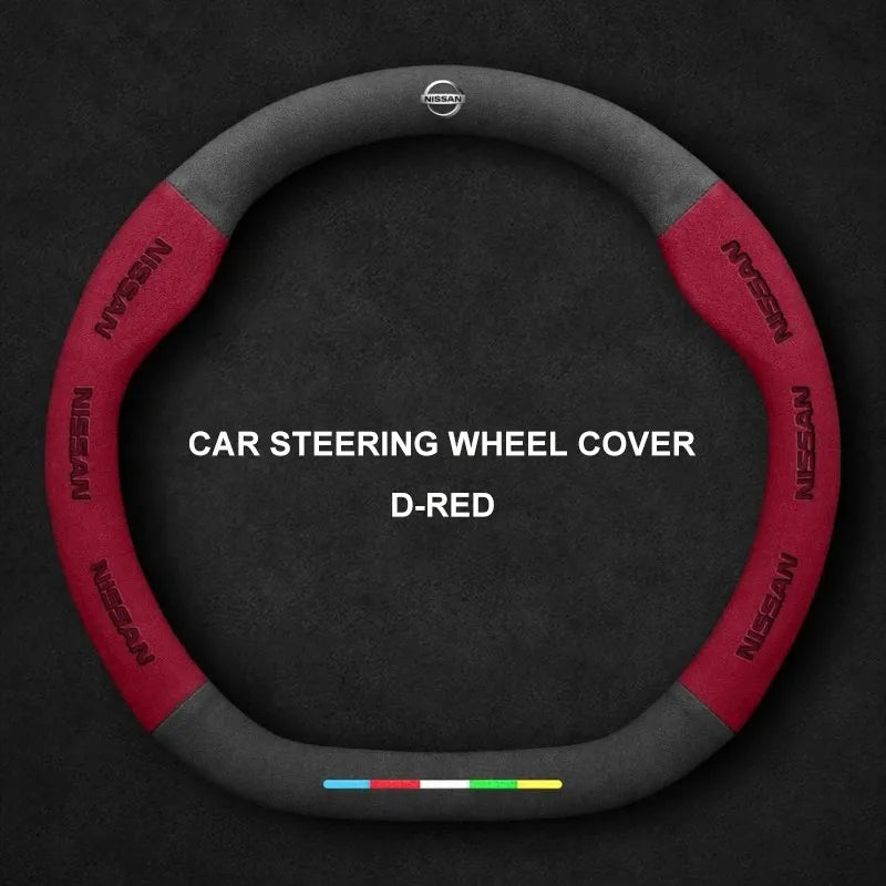 Alcantara Suede 3D Embossed Steering Wheel Cover For Nissan