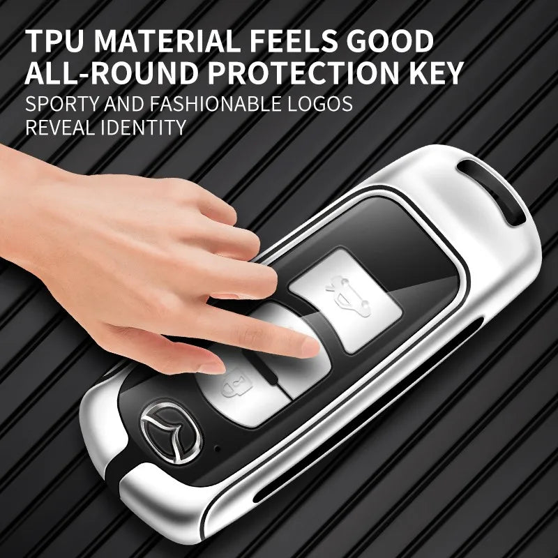 Zinc alloy genuine leather car key case for Mazda series