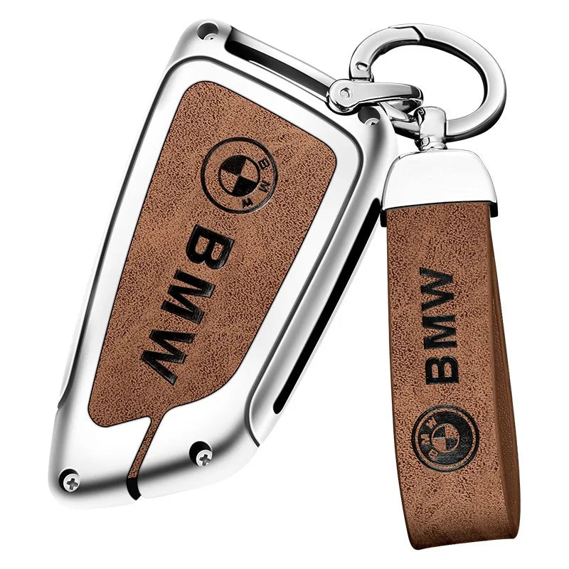 Zinc alloy genuine leather car key case for BMW series