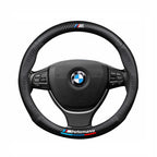 Carbon fiber genuine leather car steering wheel cover for BMW M Performance