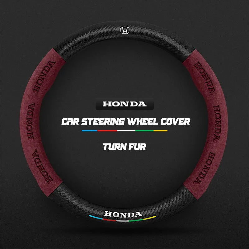 Car steering wheel cover in carbon fiber suede style suitable for Honda