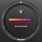 3D Embossed Genuine Leather Steering Wheel Cover For Skoda