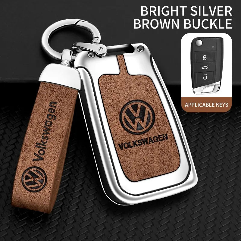 Zinc alloy genuine leather car key case for Volkswagen series
