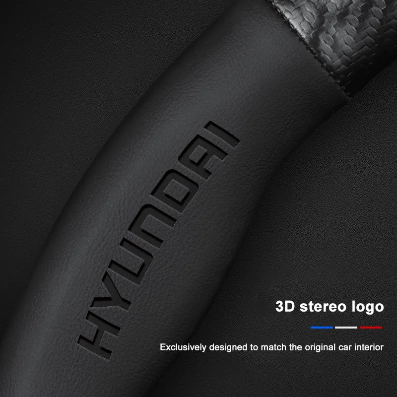 Carbon fiber genuine leather car steering wheel cover for Hyundai