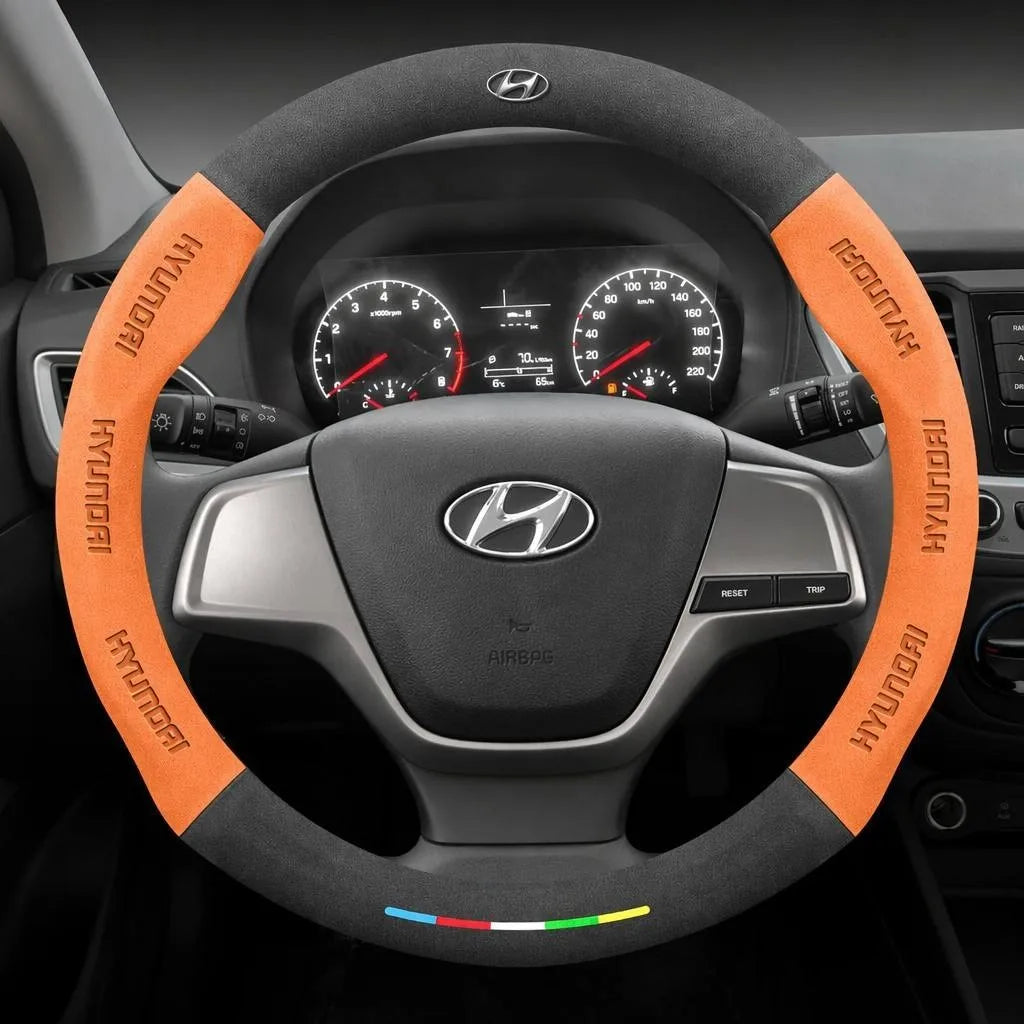 Alcantara Suede 3D Embossed Steering Wheel Cover For Hyundai