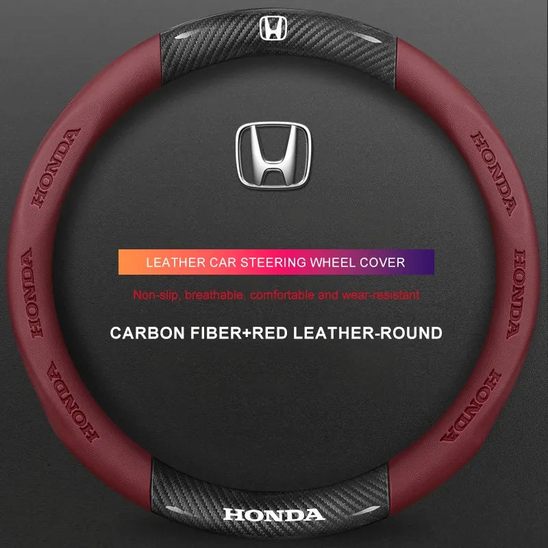3D Embossed Genuine Leather Steering Wheel Cover For Honda