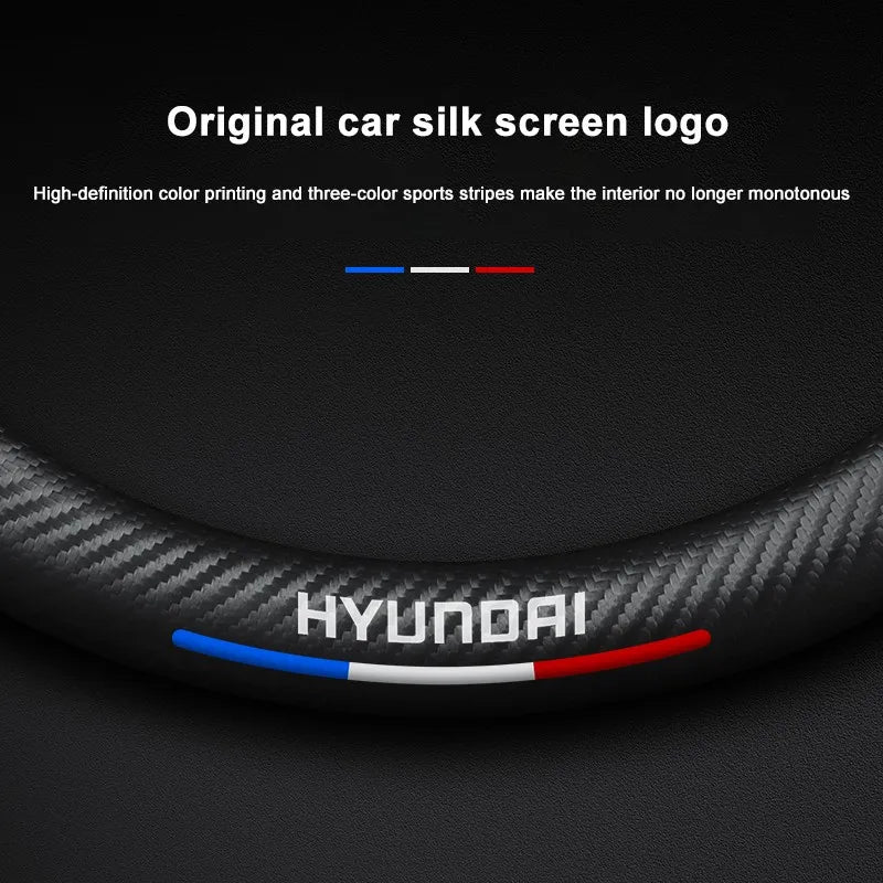 Carbon fiber genuine leather car steering wheel cover for Hyundai