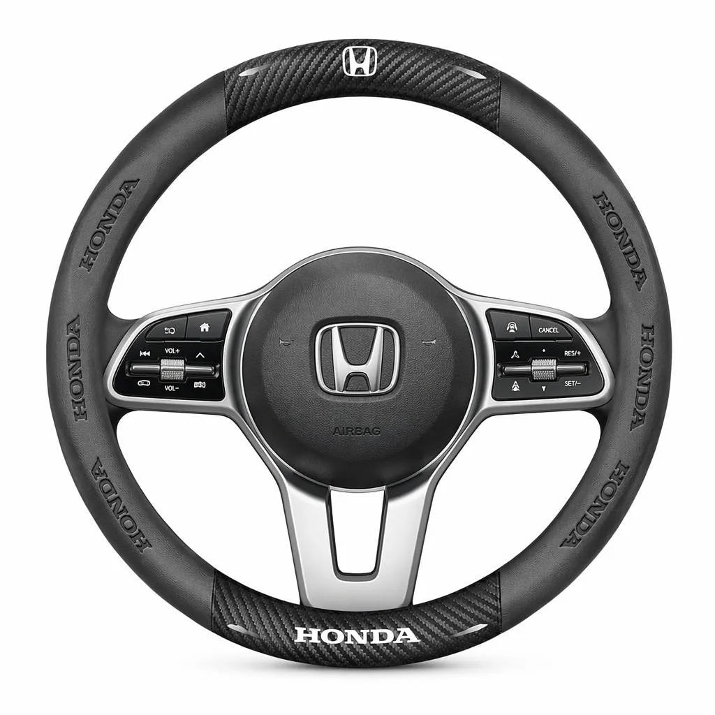 3D Embossed Genuine Leather Steering Wheel Cover For Honda
