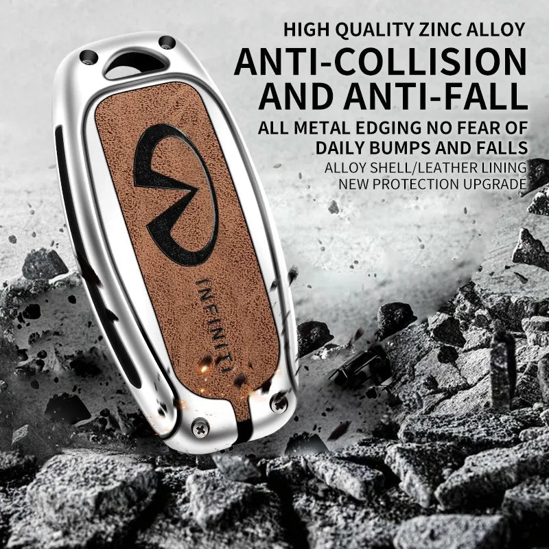 Zinc alloy genuine leather car key case for Infiniti series