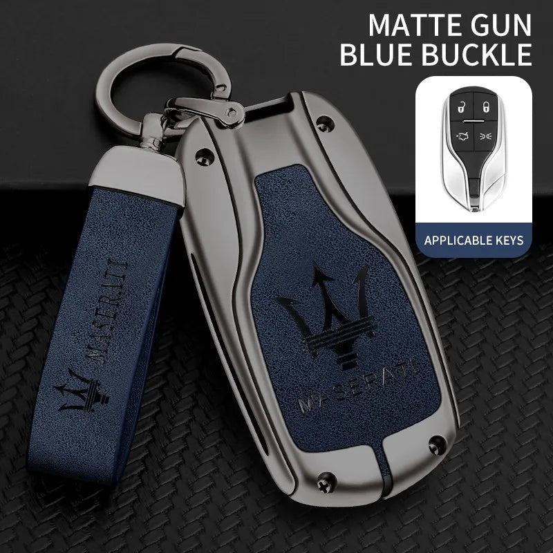 Zinc alloy genuine leather car key case for Maserati series