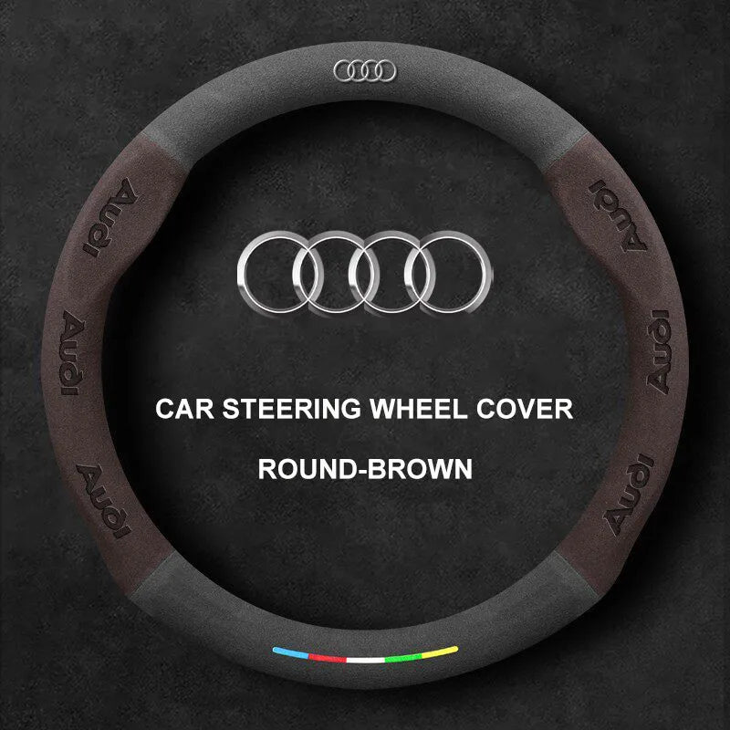 Alcantara Suede 3D Embossed Steering Wheel Cover For Audi