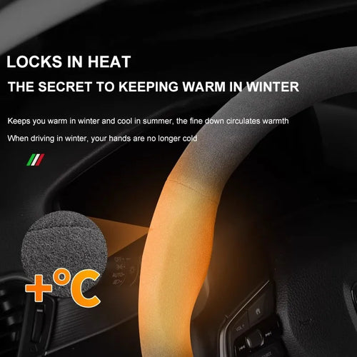 Alcantara Suede 3D Embossed Steering Wheel Cover For Audi
