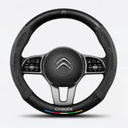 Car steering wheel cover in carbon fiber suede style suitable for Citroen