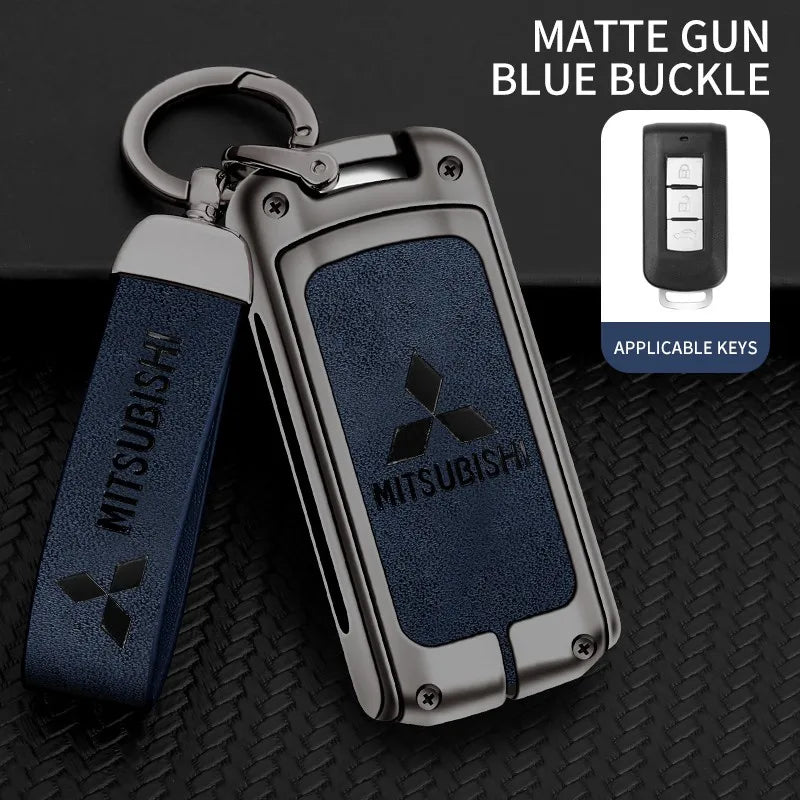 Zinc alloy genuine leather car key case for Mitsubishi series