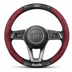 3D Embossed Genuine Leather Steering Wheel Cover For Audi