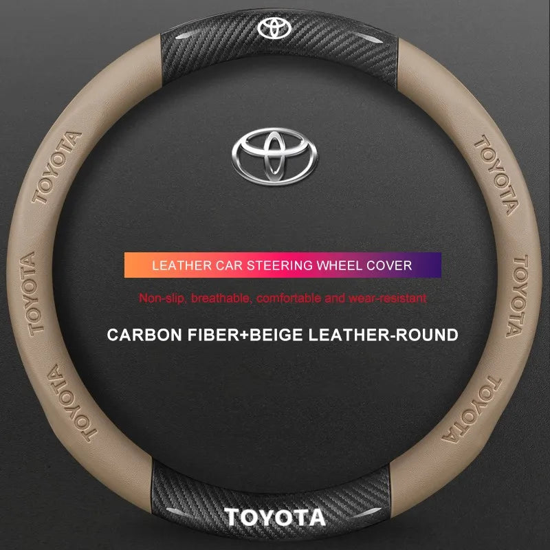 3D Embossed Genuine Leather Steering Wheel Cover For Toyota