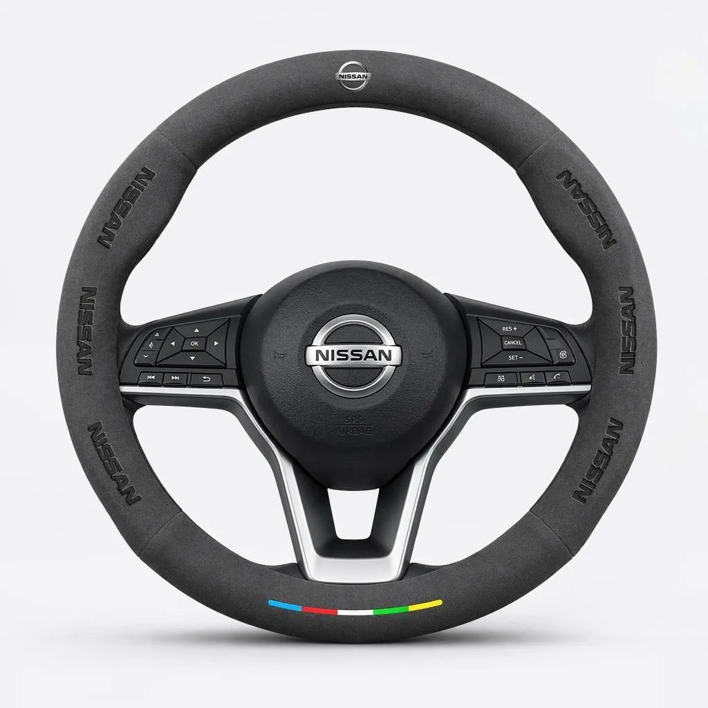 Alcantara Suede 3D Embossed Steering Wheel Cover For Nissan