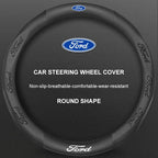 3D Embossed Genuine Leather Steering Wheel Cover For Ford