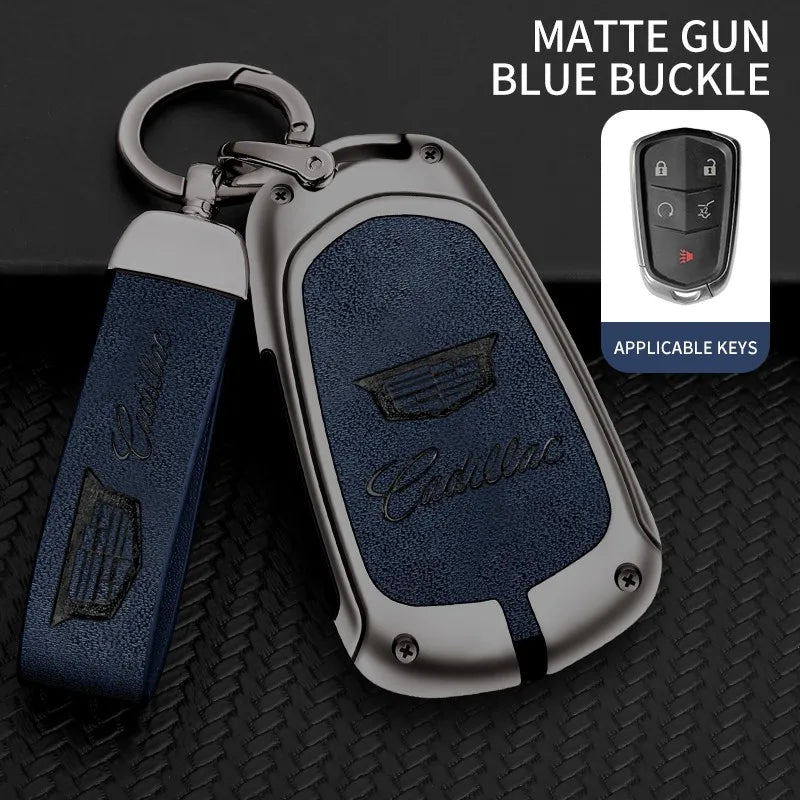 Zinc alloy genuine leather car key case for Cadillac series