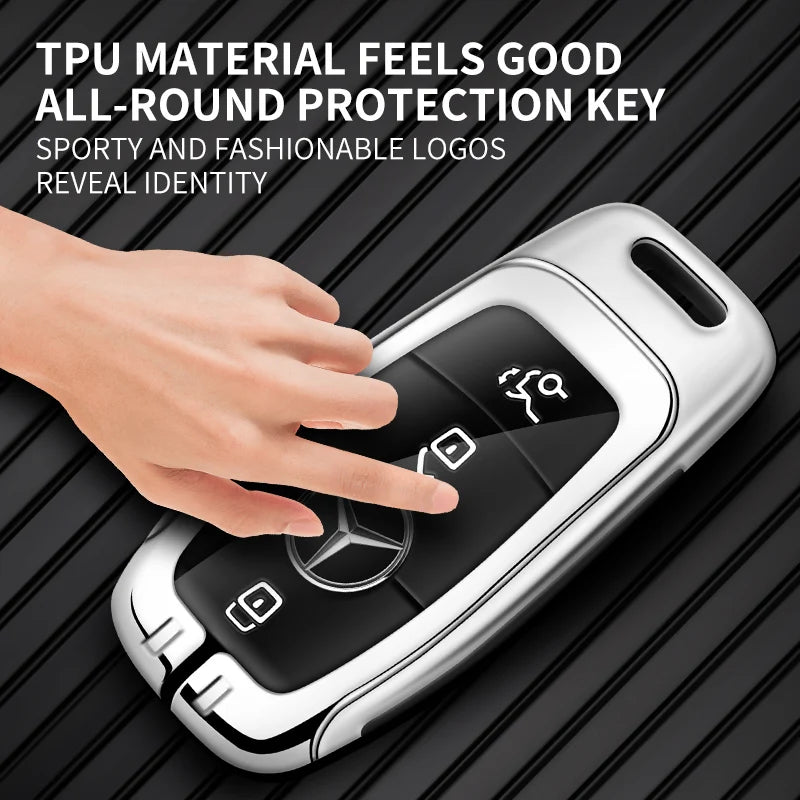 Zinc alloy genuine leather car key case for Mercedes-Benz series