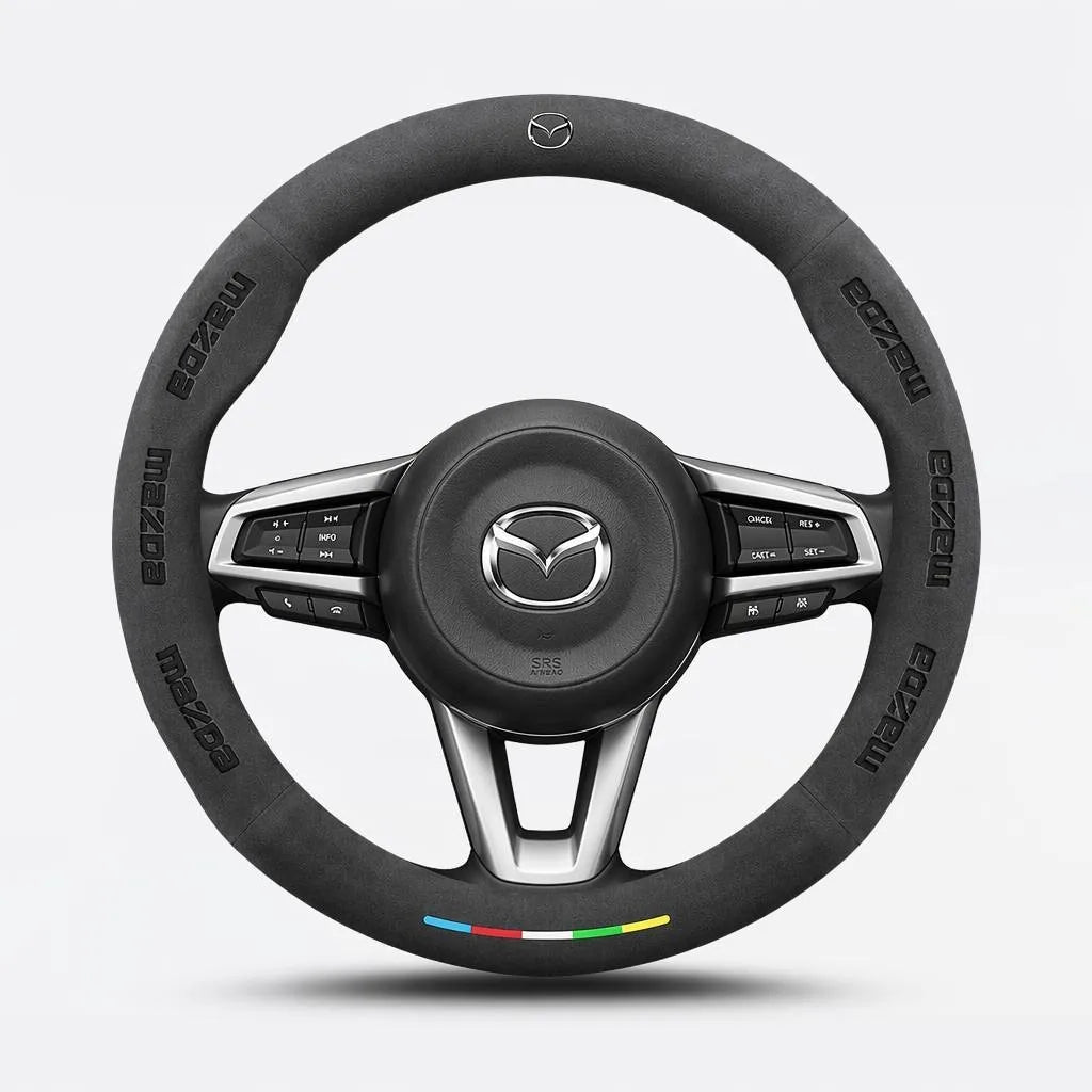 Alcantara Suede 3D Embossed Steering Wheel Cover For Mazda