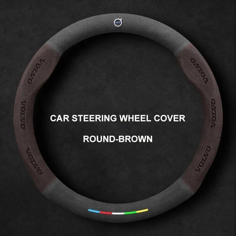 Alcantara Suede 3D Embossed Steering Wheel Cover For Volvo