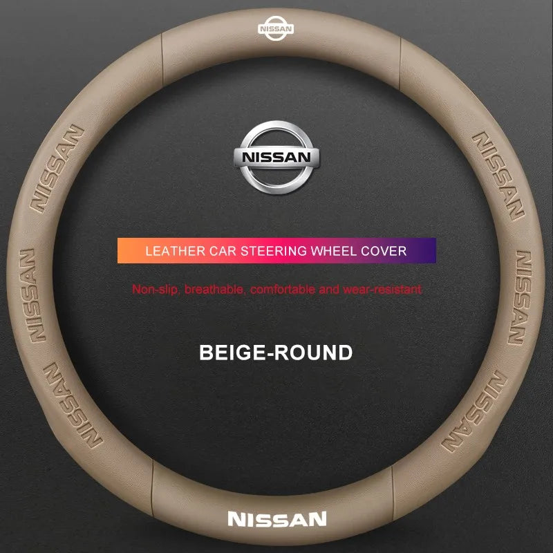 3D Embossed Genuine Leather Steering Wheel Cover For Nissan