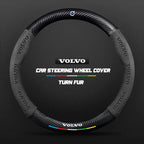 Car steering wheel cover in carbon fiber suede style suitable for Volvo