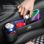 Car seat gap storage box with cup holder suitable for Infiniti