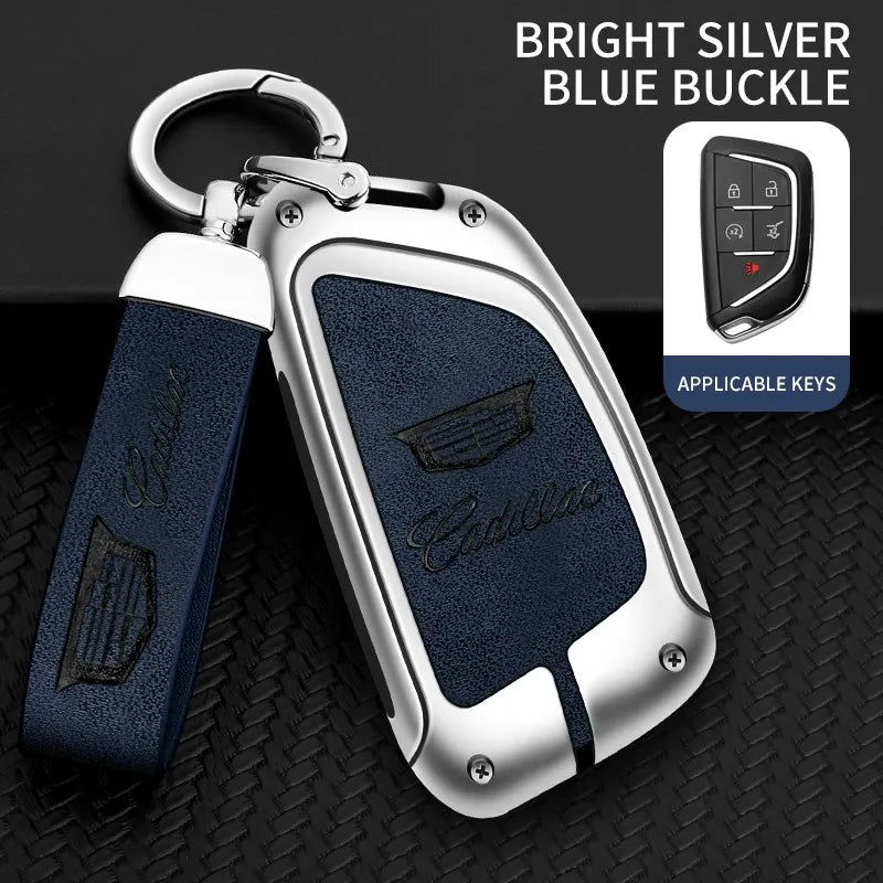 Zinc alloy genuine leather car key case for Cadillac series
