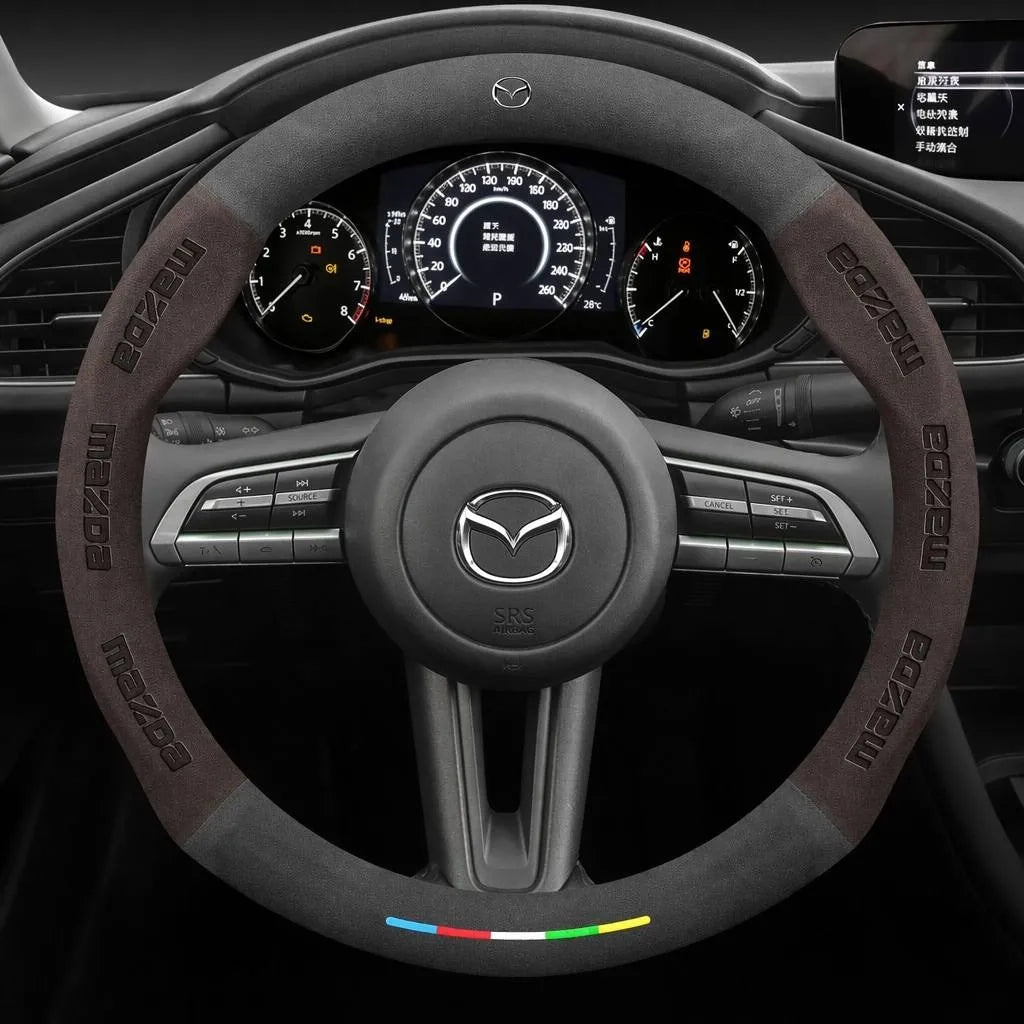 Alcantara Suede 3D Embossed Steering Wheel Cover For Mazda