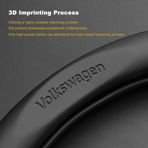 3D Embossed Genuine Leather Steering Wheel Cover For Volkswagen