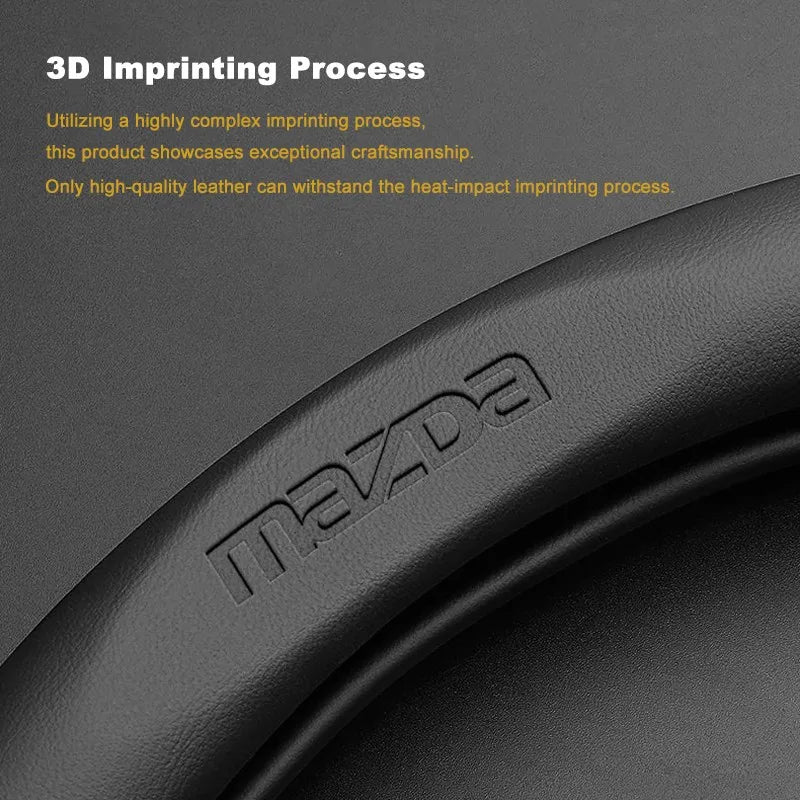 3D Embossed Genuine Leather Steering Wheel Cover For Mazda
