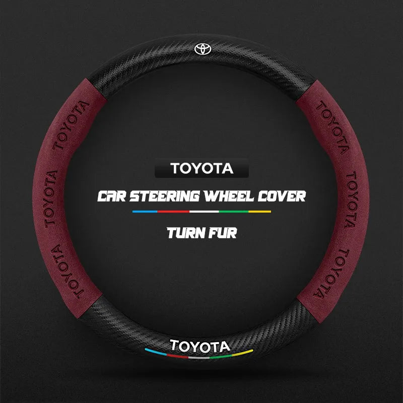 Car steering wheel cover in carbon fiber suede style suitable for Toyota