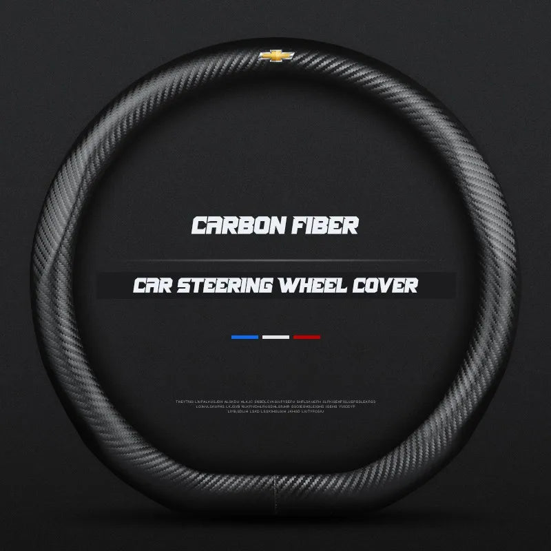 Carbon fiber genuine leather car steering wheel cover for Chevrolet