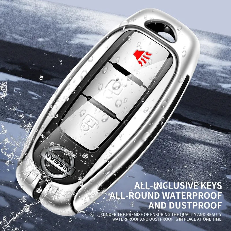Zinc alloy genuine leather car key case for Nissan series