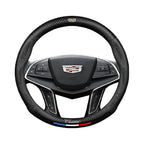 Carbon fiber genuine leather car steering wheel cover for Cadillac