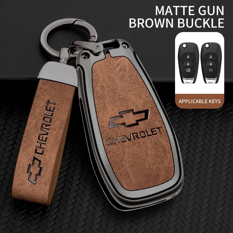 Zinc alloy genuine leather car key case for Chevrolet series
