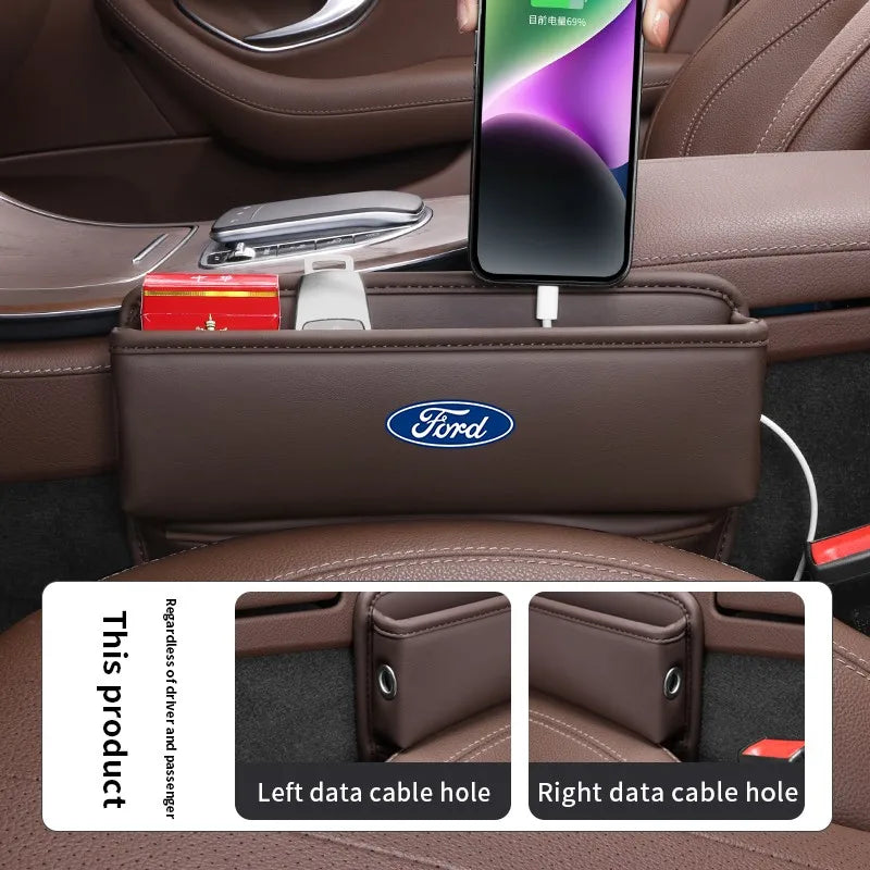 Car seat gap leather storage box suitable for Ford