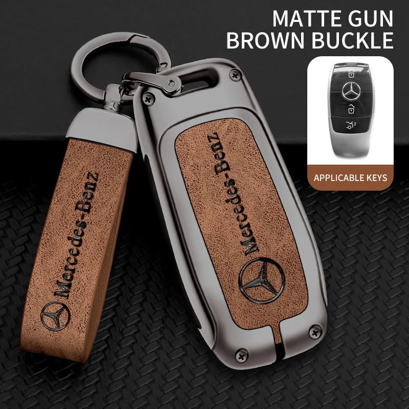 Zinc alloy genuine leather car key case for Mercedes-Benz series