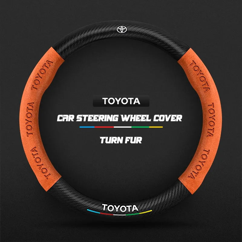 Car steering wheel cover in carbon fiber suede style suitable for Toyota