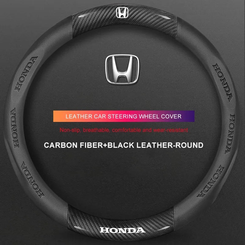 3D Embossed Genuine Leather Steering Wheel Cover For Honda