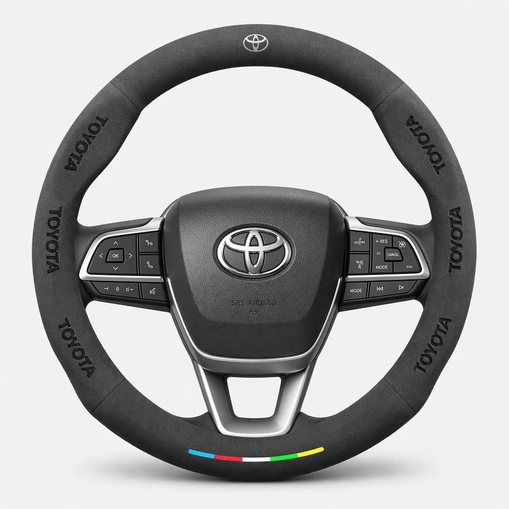 Alcantara Suede 3D Embossed Steering Wheel Cover For Toyota