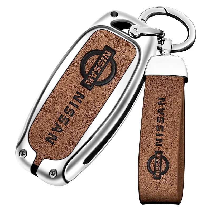 Zinc alloy genuine leather car key case for Nissan series