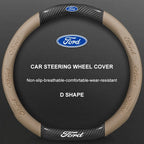 3D Embossed Genuine Leather Steering Wheel Cover For Ford
